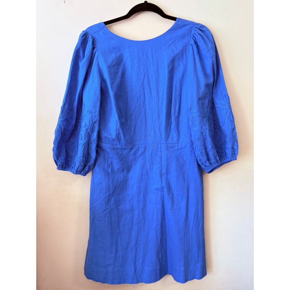 NEW Ann Taylor 8 Coastal Blue Linen Cotton Blend Sheath Dress Classic